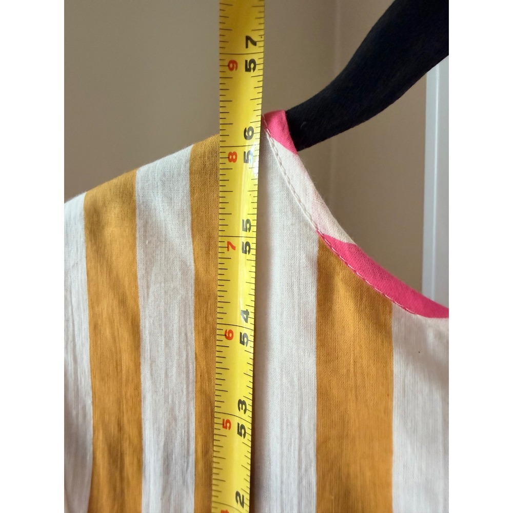NWT Sunshine Tienda Copa Dress Mustard Pink Striped Cotton Maxi M/L - Picture 5 of 14